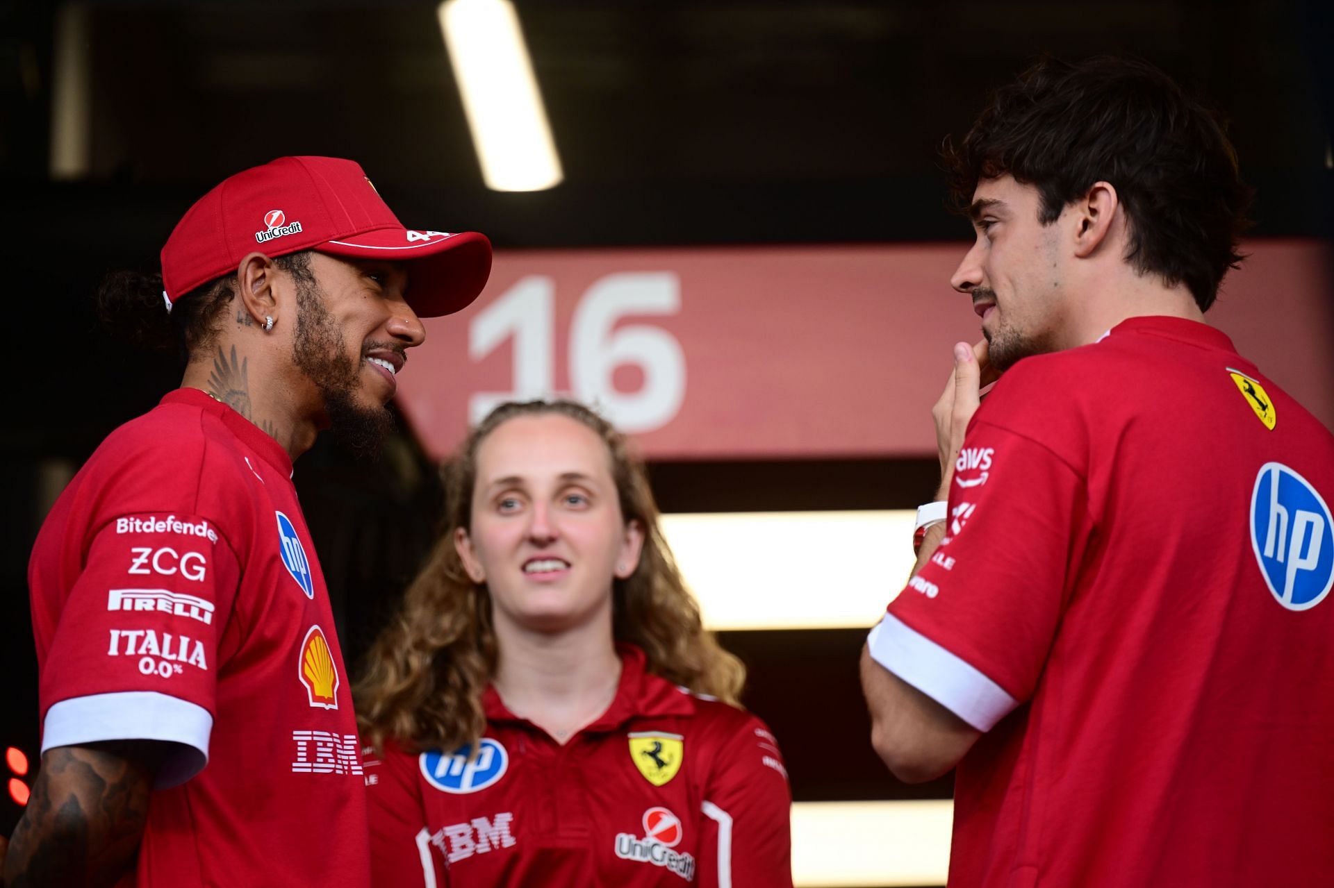 Lewis Hamilton, Maya Weug, and Charles Leclerc during the F1 weekend in Saudi Arabia (Getty Images)